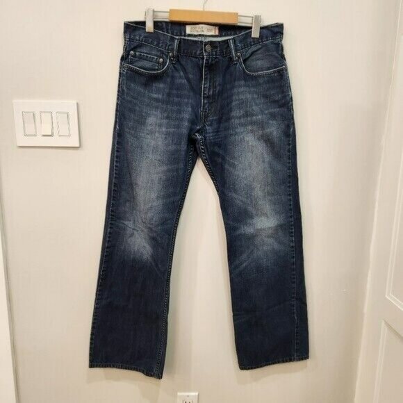 Levis 527 Jeans Mens 34x32 Blue Denim Boot Cut Western Rancher Cowboy Grunge - Picture 1 of 13